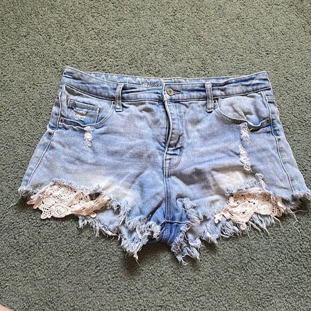 lace denim shorts